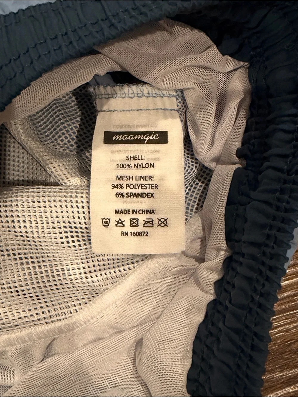 Light Blue Men's Swim Trunks with Navy Elastic Waistband